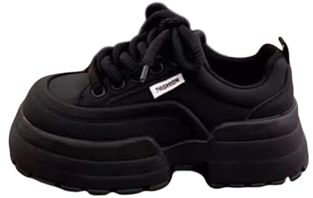 Maskjuwio Träningsskor dam gym enfärgade sportskor plattform sneakers skosnören sneakers halkfria traillöparskor joggingskor med mjuk sula extra breda träningsskor
