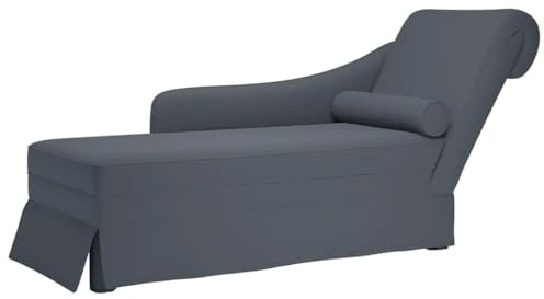 faucqel Chaiselong med nackrulle, höger armstöd, mörkgrå sammet 145 x 56 x 70 cm, bekväm avkopplande säng för vardagsrum och kontor, mångsidig recamiere med fjäder- och skumfyllning
