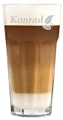 polar-effekt Bicchiere da latte macchiato da 480 ml, personalizzabile, per bevande come cappuccino, latte e Co con incisione, idea regalo per compleanno, motivo foglie