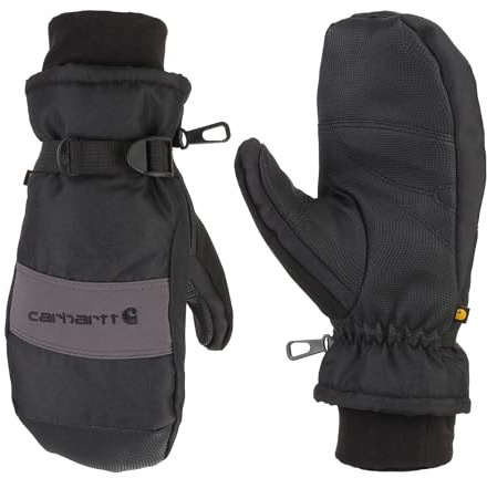 Carhartt Men's Waterproof Insulated Knit Cuff Mitten, Black/Grey, Large