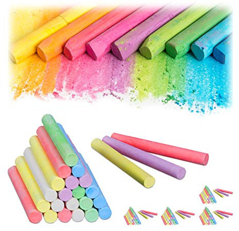 Relaxdays Kreide 24er Pack, Malkreide für Tafel und Straße in 6 Farben, Kinder- und Lehrerkreide, rund, Ø 9 mm, Bunt