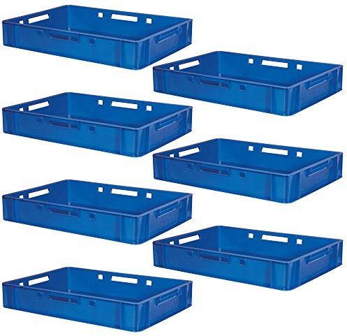 7 x E1 köttlåda, blå, LxBxH 600 x 400 x 125 mm