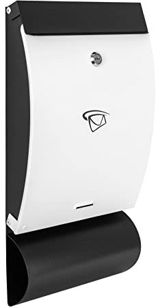 ADGO Modern Black & White Edition - Buzón (470 mm x 250 mm x 65 mm, Resistente al Agua, Acero galvanizado, 2 Llaves)