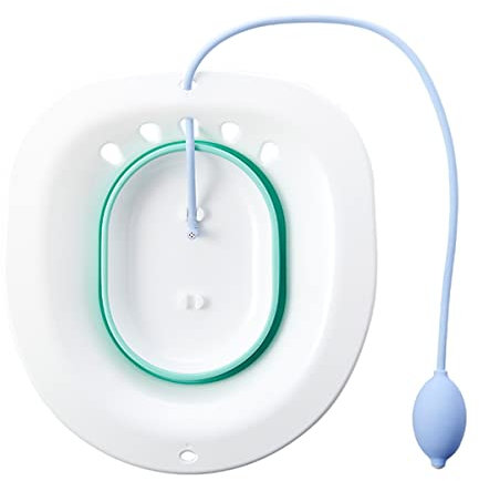 Sitzbadewanne – Dampfsitz über der Toilette, faltbarer Sitz-Badewanne zum Einweichen durch Sitz für die Toilette, Dammbad zur Linderung von Hämorrhoiden, schwangeren Frauen, älteren Menschen (grün