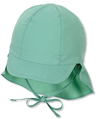 Sterntaler Unisex Kinder Schirmmütze Mit Nackenschutz Bindebänder Und Einsteckbaren Ohrenklappen Kindermütze, Mittelgrün, 43 EU