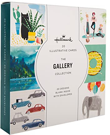 Hallmark Gallery Blank Illustrated Cards - Multipack of 20 in 20 Contemporary Designs