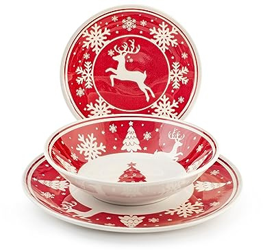 H&H Servizio Tavola Natalizio 18 Pezzi Folklore