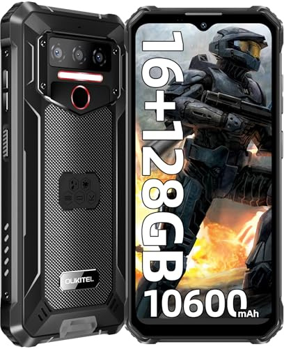 OUKITEL WP23 PRO Android 13 Rugged Smartphone 2024-10600mAh Telefono Indistruttibile, 16(8+8) GB+128GB/1TB Telefono Rugged, 6.52 HD+ 13MP+5MP Telefoni Robusto, 4G Dual SIM,GPS/OTG/Face ID/NFC, Nero