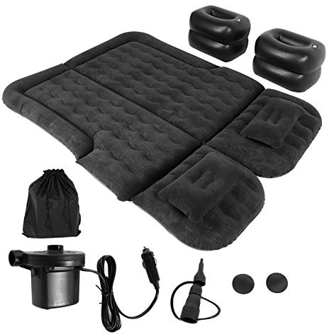 SUV Air Mattress Car Air Bed Vehicle Inflatable Bed Thickened Camping Bed Inflatable Bed for Universal SUV (Black)