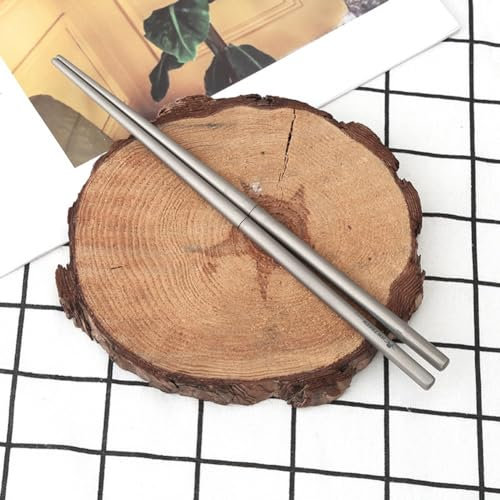 DAZZLEEX Bacchette pieghevoli in titanio riutilizzabili bacchette cinesi portatili da viaggio per campeggio, picnic, escursionismo, grigio