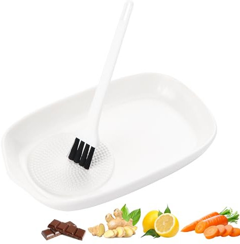 TYSM-CC Grattugia Allo Zenzero in Ceramica Bianca, Facile da Pulire e Macinare, Base Non Slittata, Ideale per Zenzero, Aglio, Cipolla e Altro Ancora