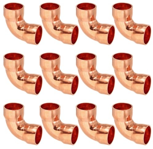 PATIKIL 12pcs Raccord Coudé en Cuivre pour Tuyaux Gaz, 14mm Raccord Tuyau d'Arrosage Durite Essence, Raccords Tuyauterie à Pression pour HVAC Climatisation Plomberie, Épaisseur 1mm