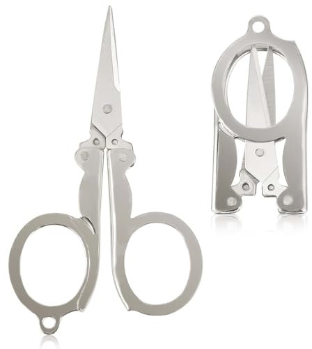 Giantree 2 Stück faltbare Schere, Edelstahl Kleine schere Tragbare schere klein Reiseschere schere büro für Zuhause, Reisen, Camping, Papiernähen, Fischschnur, Stoff, Handwerk, DIY-Projekt(2 Stück)