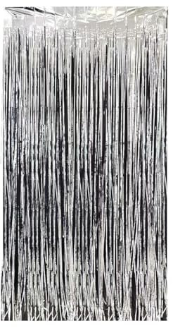 Lametta argentata, 1 x 2 m, con frange, per compleanni, festival, matrimoni, feste, scenari, compleanni, matrimoni, matrimoni, decorazioni per matrimoni, decorazioni per matrimoni, decorazioni per