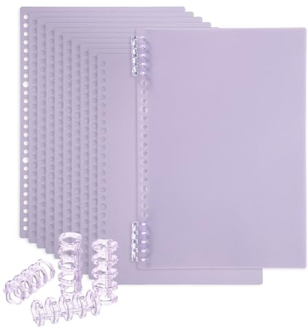 PATIKIL 12 Pack Cubiertas de Encuadernación, B5 (10.3X7.2 Pulgadas) 22 Mil Cubiertas de Plástico para Cuadernos con Peine de Encuadernación para Presentación de Informes, Color Lila Claro