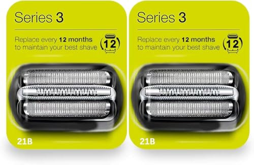 2 Packungen 21B Rasierkopf Serie 3, kompatibel mit Series 3 3070cc, 3050cc, 350, 350cc, Elektrorasierer für