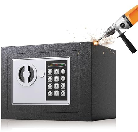 4.6L Home Digital Safe Electronic Cabinet Cash Box with Two Keys, High Security Steel Mini Cabinet for Business Office Hotel Money Document Jewelry Passport, Black