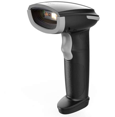 Inateck Streckkodsskanner Bluetooth, 1D 2D QR-kodskanner trådlös, 1 laddning 3 månader, handskanner trådlös med app och SDK, BCST-23, grå
