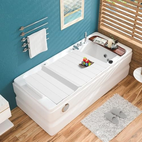 Housse de baignoire pliable en PVC avec panneau isolant blanc pour spa et baignoire 0,65 cm d'épaisseur (taille : 106 x 70 x 0,65 cm) rétention de la chaleur et économie d'énergie