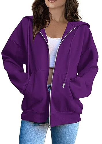 Generico Felpa Donna Con Zip Cotone 2025 Pile Autunno Invernale Manica Lunga Hoodie Sweatshirt Classico Oversize Sportiva Casual in Stile College