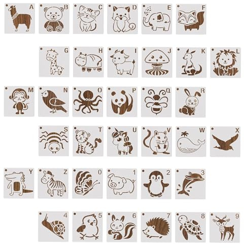 36 Piezas Plantillas Pintura Animal Reutilizables Plantillas de Dibujo de Animales Stencil de Animal para Pintar Sobre Madera Tela Muro