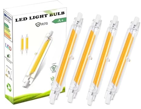 Dvnoua R7S Bulb 118mm LED Dimmable 20W (200W Equivalent), Warm White 3000K 2000LM, Energy Saving LED As 118mm R7s Halogen Light Bulbs Replacement, Flicker-Free, 360° Light Angle, 4 Pack