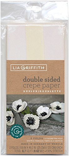 Lia Griffith LG11026 Double-Sided Crepe Paper, White & Vanilla, Vanilla & Chiffon