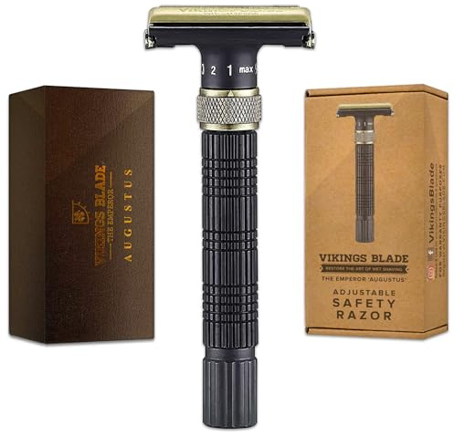 VIKINGS BLADE Adjustable Double Edge Safety Razor + Luxury Case. Smooth, Reusable, Eco-Friendly (The Emperor “Augustus”)