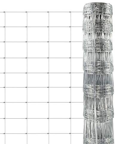 casa pura Grillage Clôture forestière - Clôture pour Animaux - Grillage à Gibier Mouton Chèvre Chien Poussins poules - Treillis volière galvanisé - Maille nouée (H150 cm x L50 m)