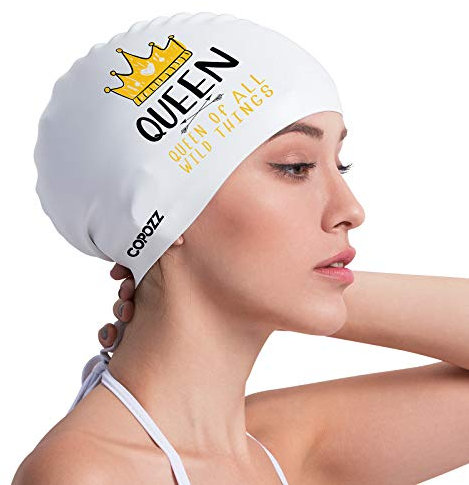 COPOZZ Erwachsene Badekappe, Unisex Wasserdicht Schwimmkappe für Herren Damen, Lange Haare Silikon Swimming Cap Bademütze für Männer Frauen