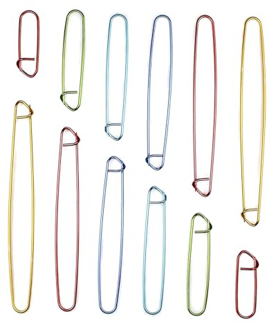 SyiXute 12 Piezas Titulares de Puntadas,6 Tamaño Aluminio Alfileres de Seguridad Agujas Ganchillo,Titulares De Knitting Stitch para Tejer Manualidades de Bricolaje,Color Aleatorio