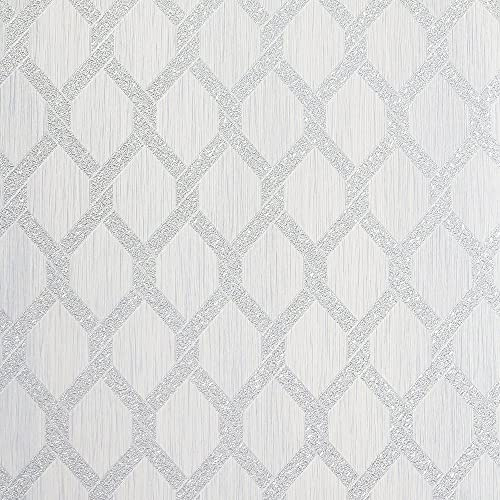 Arthouse Radiance Trellis Silver Wallpaper 298504 - Vinyl Texture Geometric