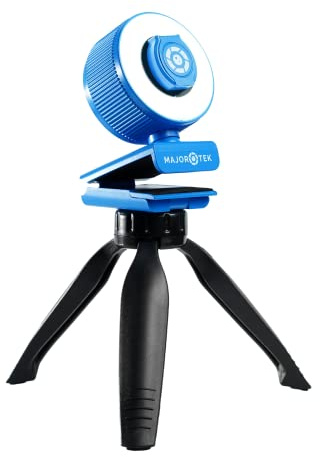 2K Ultra Resolución Funny Webcam Certificación CE y ROHS Azul Luz Led Anillo Ajustable Cubierta de Privacidad Trípode Pc Webcam con Micrófono