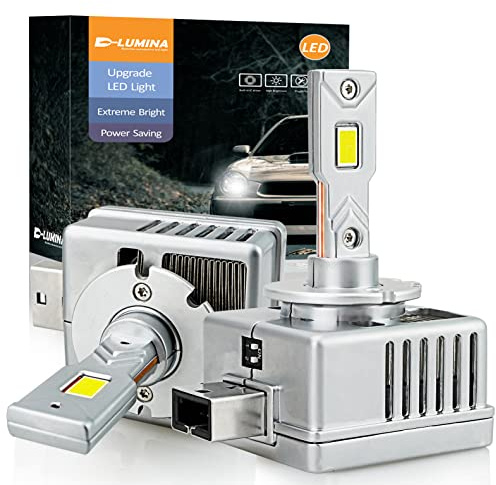 D-Lumina Bombilla D1S D1R D1C LED para Faros Delanteros de 90 W 18000LM 6500K xenón Blanco Brillante, Kit de conversión de Luces HID de xenón,Plug and Play a balat HID Original, Paquete de 2