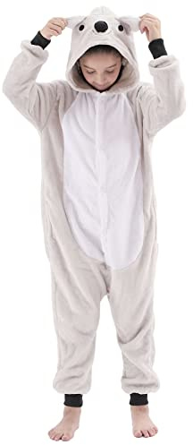 WAFUNNE Flannel Koala Bear Costume Cosplay Halloween Animal Onesie for Kids Adults Boys Girls Child
