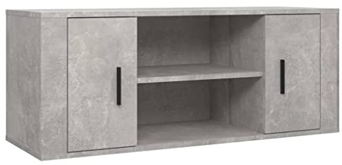 vidaXL TV Cabinet - Concrete Grey Media Unit Console Made from Engineered Wood - Spacious Storage Compartments