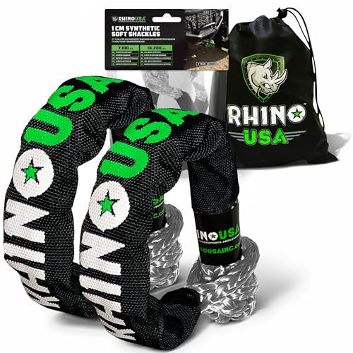 Rhino USA Synthetisches Softschäkel-Seil (2er-Pack) – 1 cm x 56 cm (14.243 kg Mindestbruchfestigkeit) Offroad Softschäkel-Bergungsset für LKW, UTV, ATV – Kompatibel mit Jeep, Toyota, Ford & mehr!