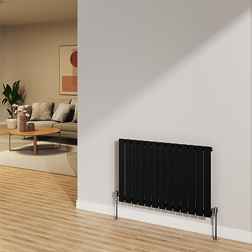 NRG Radiateur horizontal à panneau plat pour salle de bain Noir 600 x 884 mm