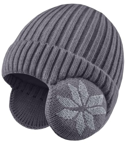 LCZTN FASHION Barn unisex mössa vinter 3-10 års hatt för varm fleece fodrad med öronklaffar för söta pojkar och flickor