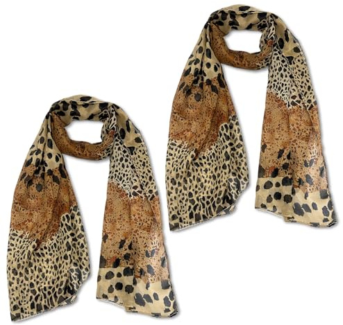 EUPSIIU 2 Pezzi Sciarpa Donna in Chiffon, Elegante Scialle di Protezione Solare, Foulard Rettangolare in Morbido Tessuto, 50 * 160 CM (Marrone)