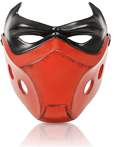 Yearsahrk Masque des Bois Rouge Masque de Bat Casque de Super Héros Jason Todd Costume Carnaval Halloween Cosplay Accessoires Homme