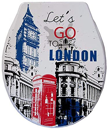 Toilettensitz Standardschloss AntiPP-Toilettendeckel Toilettensitz Einfach zu montierender Farbiger Toilettensitz für Badezimmer – Blume und Stein