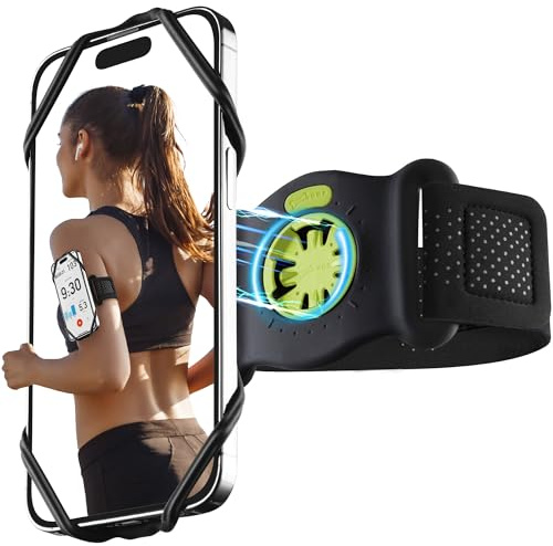 Bone Run Tie Connect Kit 2 Magnetic, Magnetic Running Phone Holder, Detachable & 360° Rotatable Sport Armband, Skin-Friendly Silicone Phone Carrier for Most Smartphones (Quick Release Kit)