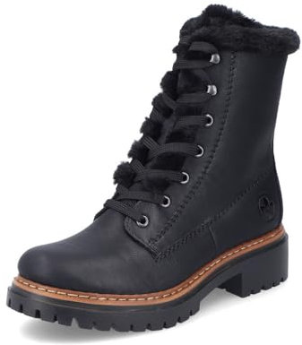Rieker Damen Schnürstiefeletten 72625, Frauen Stiefeletten,Winterstiefeletten,warm,gefüttert,Boots,Stiefel,Bootee,schwarz (00),39 EU / 6 UK