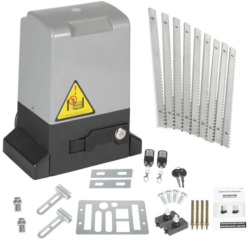 Vigevee Automatischer Schiebetüröffner 370W, Tragfähigkeit 800 kg, mit 2 Fernbedienungen, Türlänge 12 Meter 8 Zahnstangen- und Infrarotsensoren, 52x33x26cm