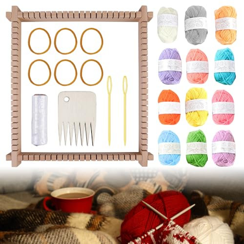 WIYETY Handstrickgarn: 3-in-1 Vielseitiges DIY Webrahmen Set, Robuste Handarbeit Ausrüstung, Perfekt Für Anfänger und Kinder (28x25 cm, Bunt)