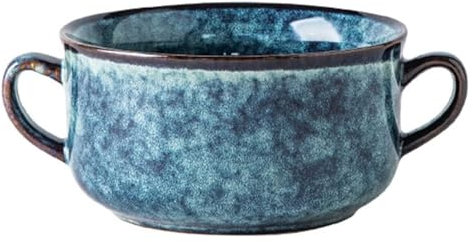 Tazza da zuppa, ciotola da zuppa, ciotola for riso, ciotola for la colazione, tazze da brodo, ciotole da zuppa con manici, tazza da zuppa for microonde, ciotole da zuppa di cipolle-blu-12x12x6cm, 350m