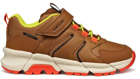 Geox J Flexyper Plus Boy Basket, Marron/Orange, 39 EU