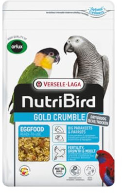 Versele-Laga NutriBird Gold Crumble Großsittiche & Papageien | 800 g | Eifutter für Großsittiche & Papageien | Mit Hagebutte & Gammarus | Enthält wertvolle Aminosäuren