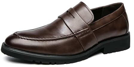Mocassini da Uomo Slip-On Formali alla Moda Classici Casual da Guida Oxford,Marrone,48 EU